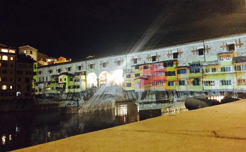 F-lights; Projections and videomapping at Ponte Vecchio, rembering the disastrous flood in Florence